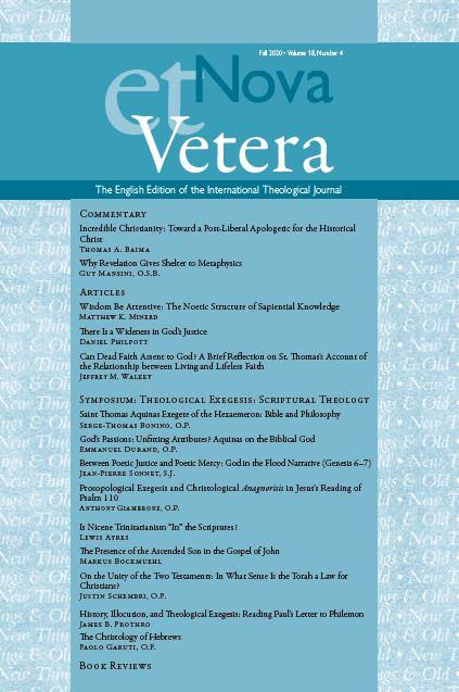 Nova et Vetera, Fall 2020 (Vol. 18, No. 4)