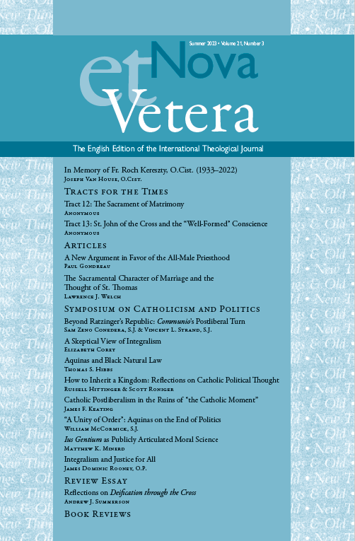 Nova et Vetera, Summer 2023 (Vol. 21, No. 3)