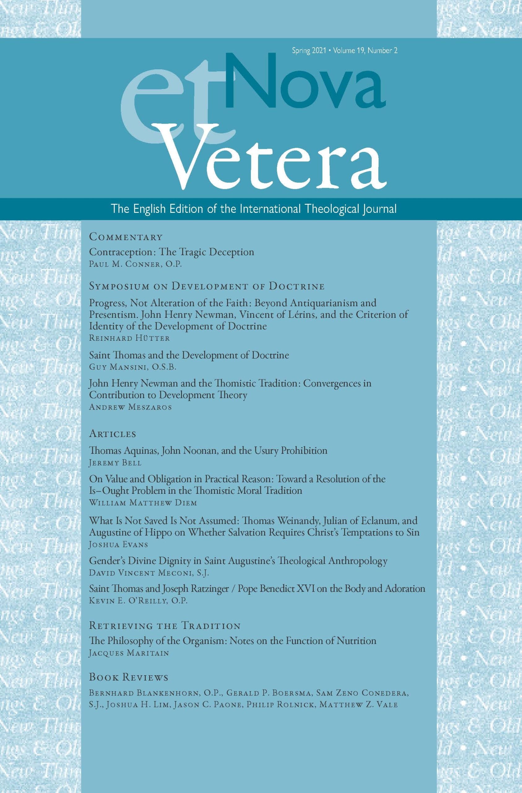 Nova et Vetera, Spring 2021 (Vol. 19, No. 2)