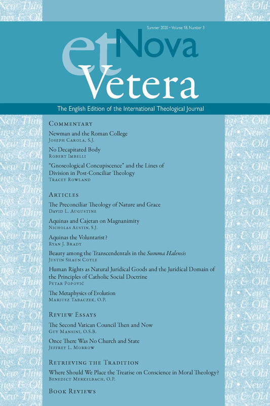 Nova et Vetera, Summer 2020 (Vol. 18, No. 3)