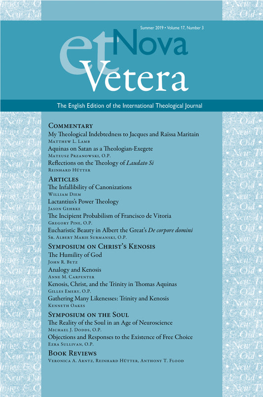 Nova et Vetera, Summer 2019 (Vol. 17, No. 3)