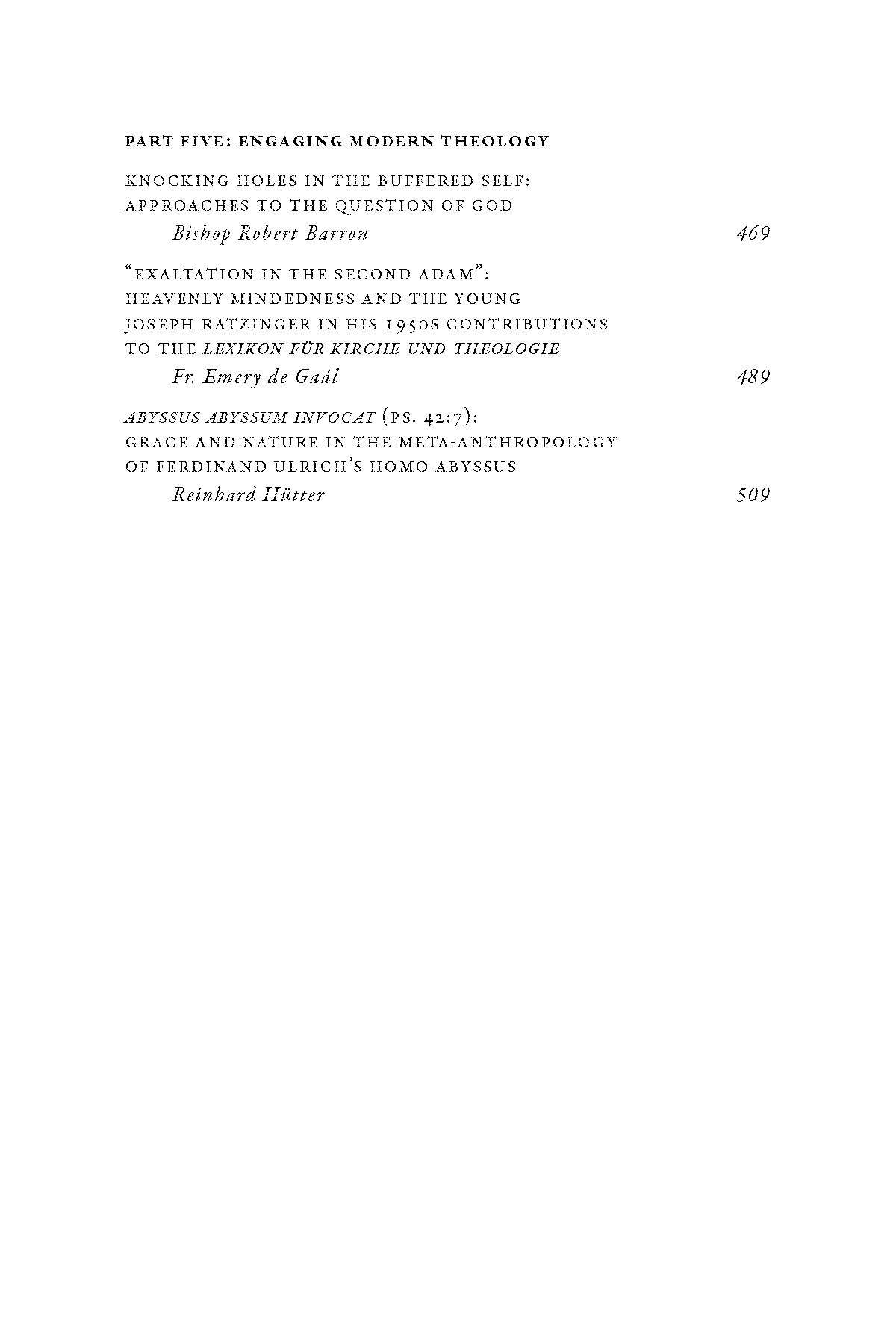 Engaging Catholic Doctrine:  Essays in Honor of Matthew Levering