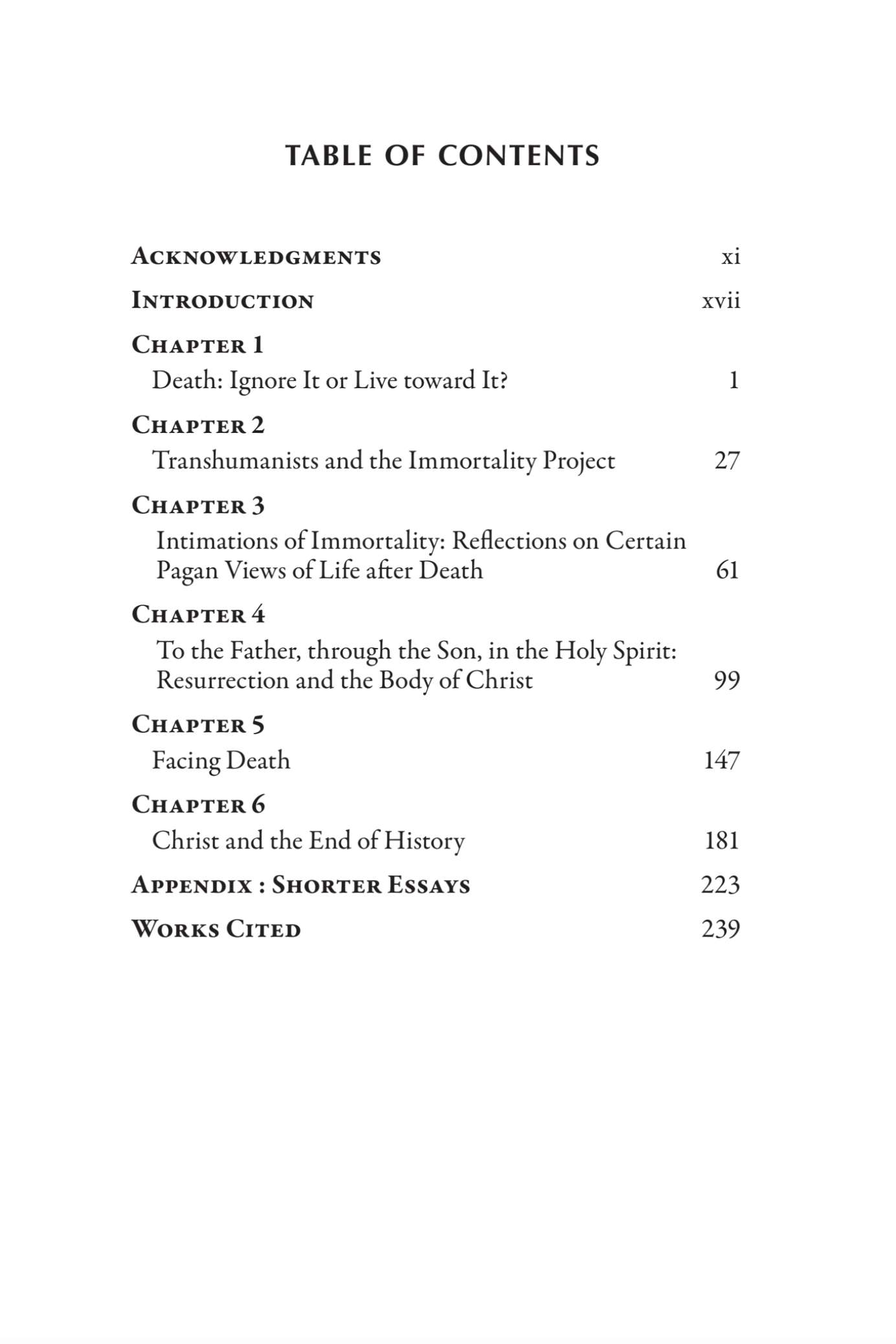 From Here to Eternity: Reflections on Death, Immortality, and the Resurrection of the Body