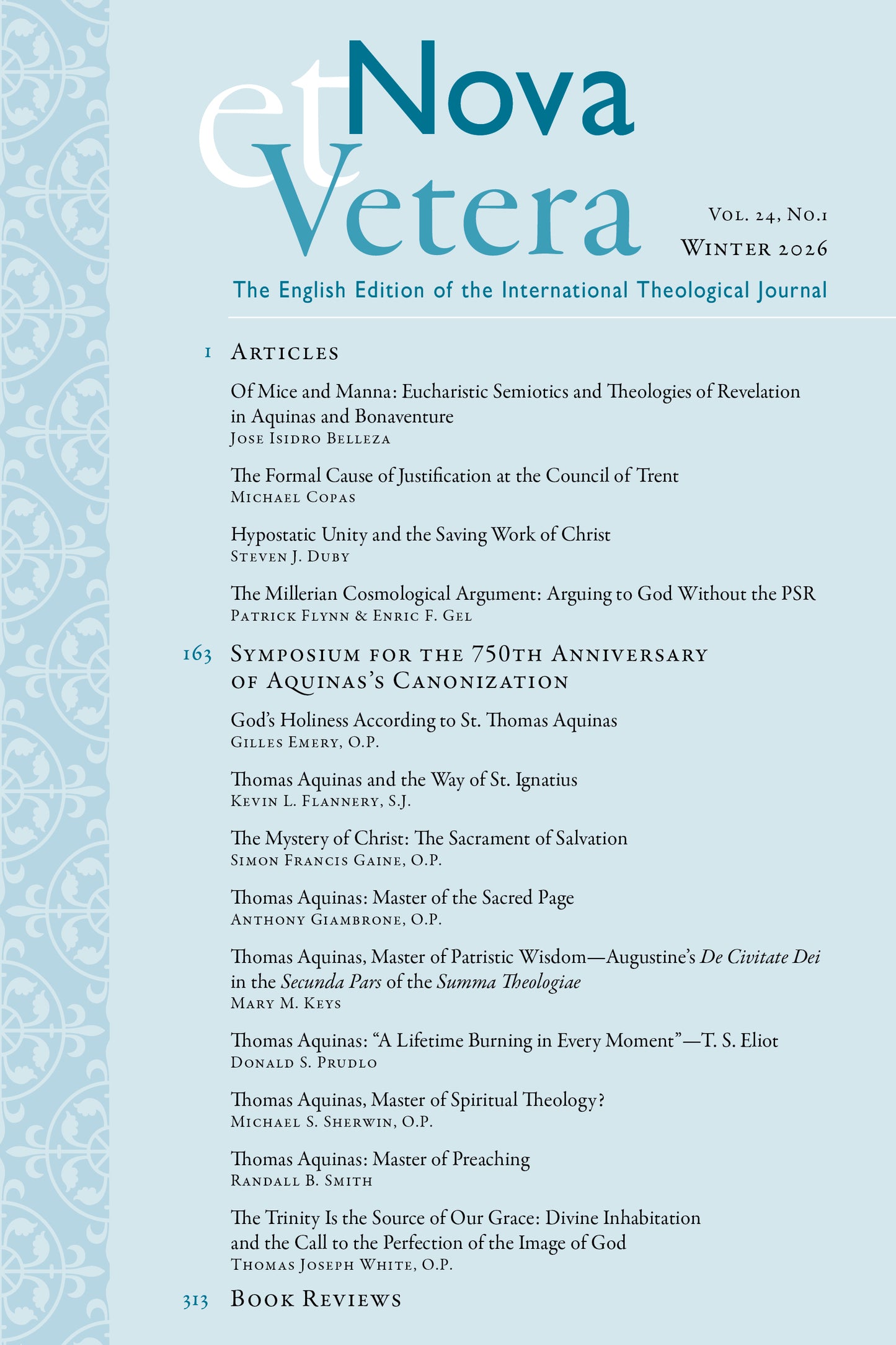 Nova et Vetera, Winter 2026 (Vol. 24 No. 1)