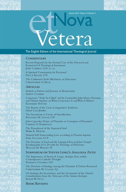 Nova et Vetera, Summer 2014 (Vol. 12, No. 3)