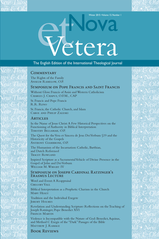 Nova et Vetera, Winter 2015 (Vol. 13, No. 1)