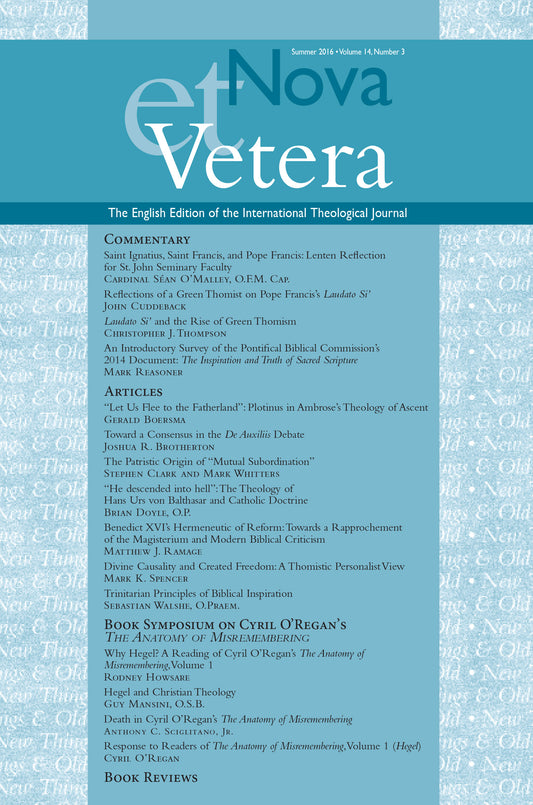 Nova et Vetera, Summer 2016 (Vol. 14, No. 3)