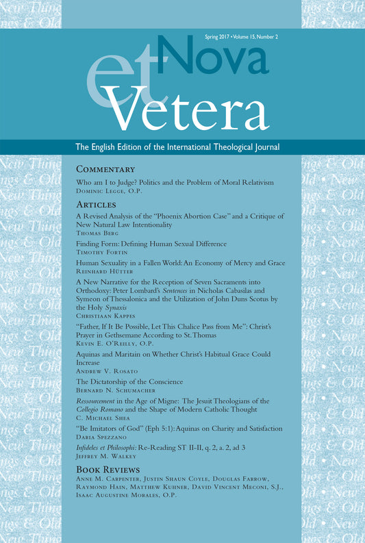 Nova et Vetera, Spring 2017 (Vol. 15, No. 2)