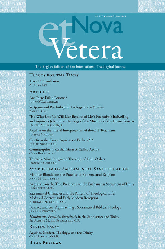 Nova et Vetera, Fall 2023 (Vol. 21, No. 4)