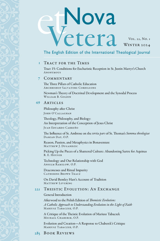 Nova et Vetera, Winter 2024 (Vol. 22, No. 1)
