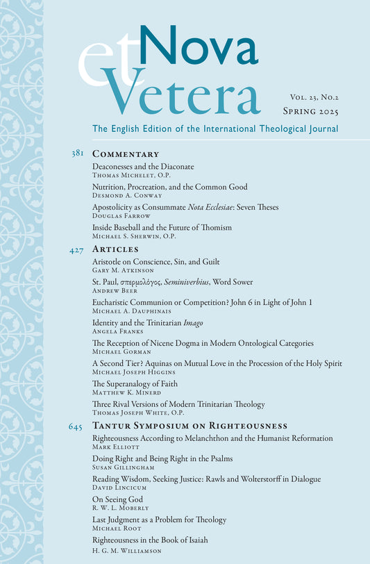 Nova et Vetera, Spring 2025 (Vol. 23, No. 2)