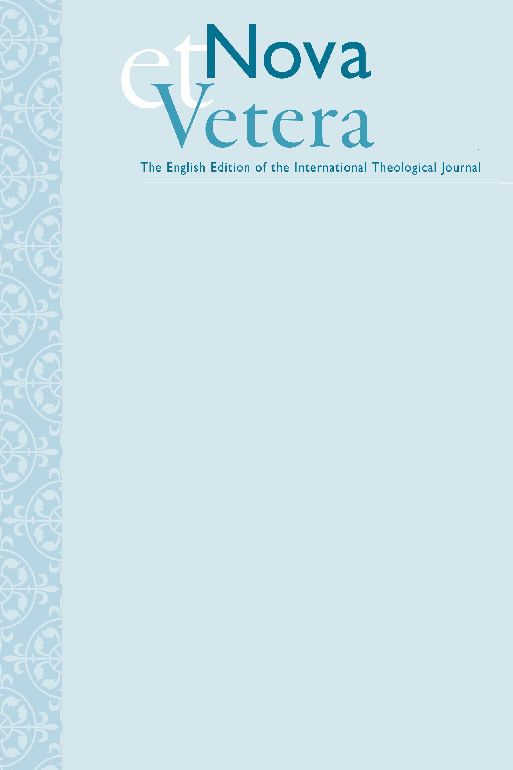 Nova et Vetera, Winter 2010 (Vol. 8, No. 1)