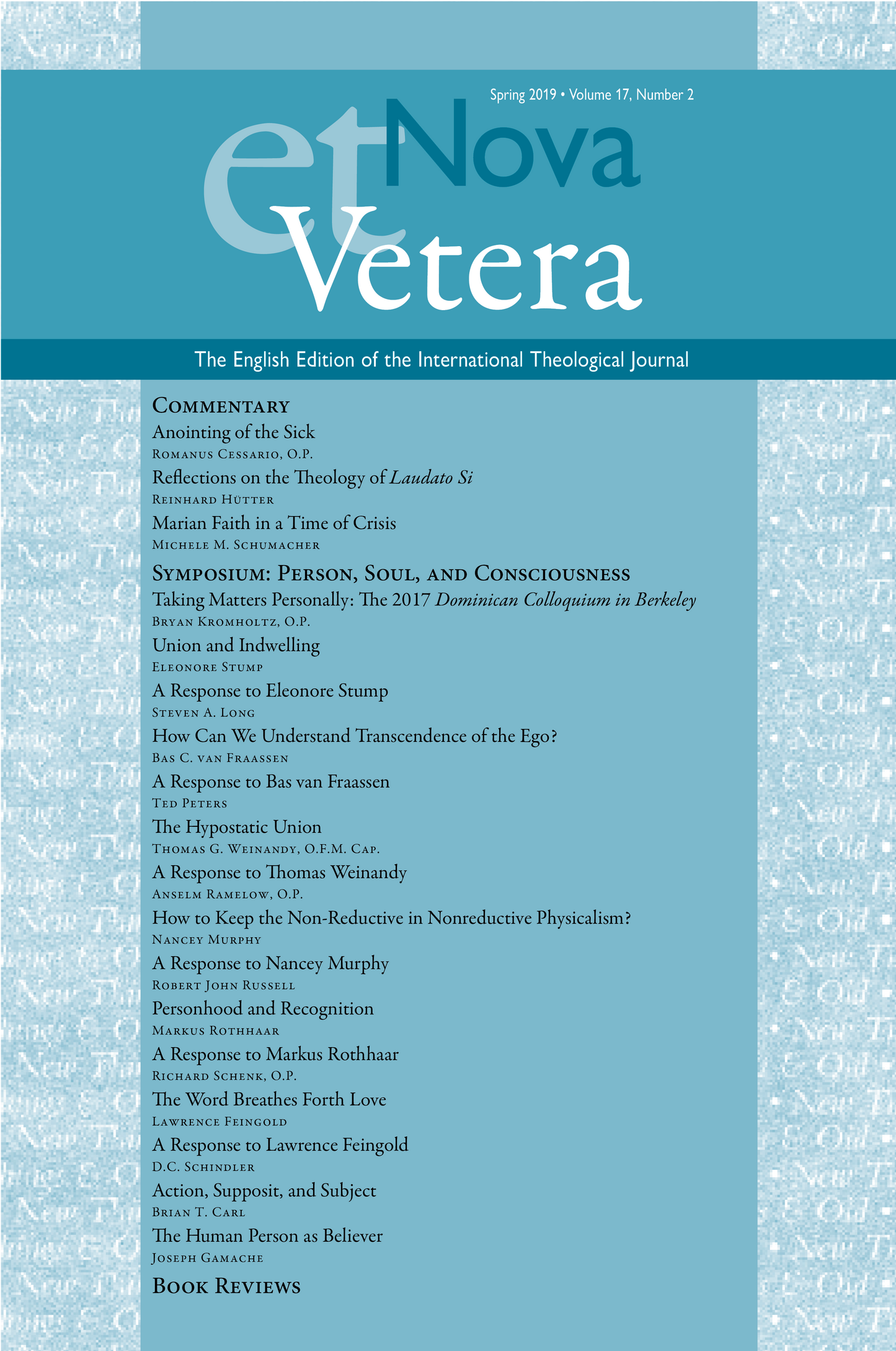 Nova et Vetera, Spring 2019 (Vol. 17, No. 2)